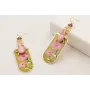 Pendientes gancho sencillo con escarabajo rosa, pi