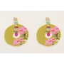 Pendientes cuadrado turquesa con disco flores lila