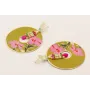 Pendientes cuadrado turquesa con disco flores lila