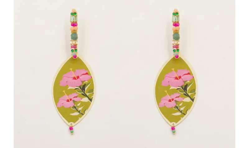 Pendientes listón trenzado semipreciosas, cadenas 