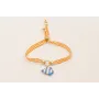 Pulsera lazo vichy naranja con pez esmaltado azul 