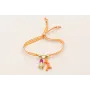Pulsera lazo vichy naranja con rama coral esmalte 