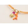 Pulsera lazo vichy naranja con rama coral esmalte 