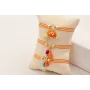 Pulsera lazo vichy naranja con rama coral esmalte 