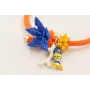 Pulsera goma naranja con flor miyuki azulona, rama