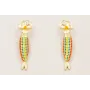 Pendientes aro con flor plana y facetada amarilla 