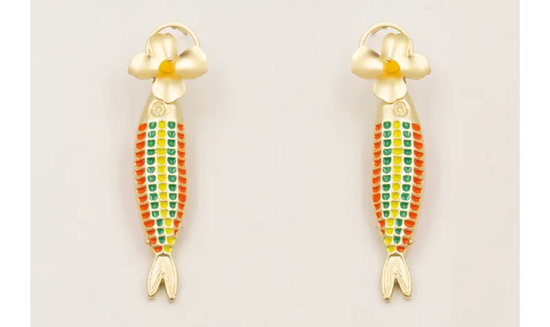 Pendientes aro con flor plana y facetada amarilla 