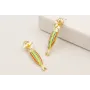 Pendientes aro con flor plana y facetada amarilla 