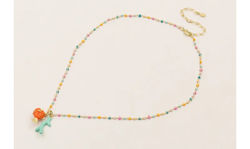 Collar cadena micro esmaltes colores con colgante 