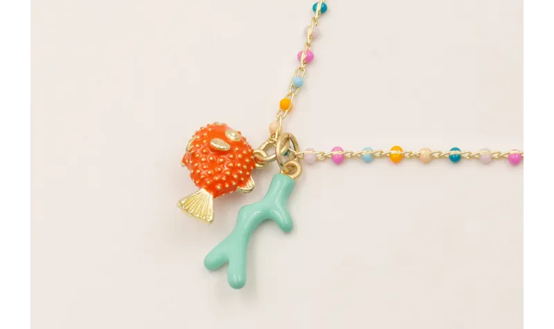 Collar cadena micro esmaltes colores con colgante 