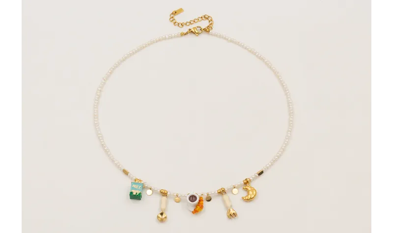 Collar ACERO INOXIDABLE con perlitas naturales col