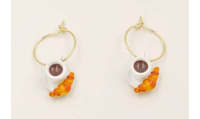 Pendientes aro ACERO INOXIDABLE con colgante taza 