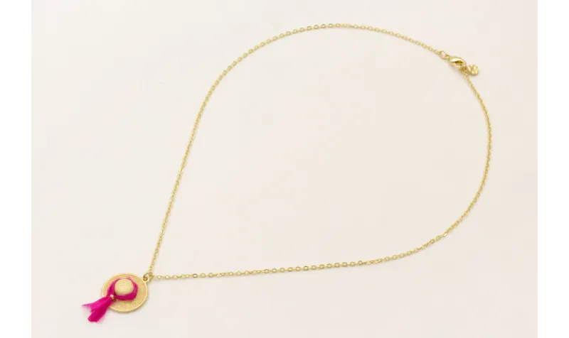 Collar cadena eslabón pequeño dorado mate con colg