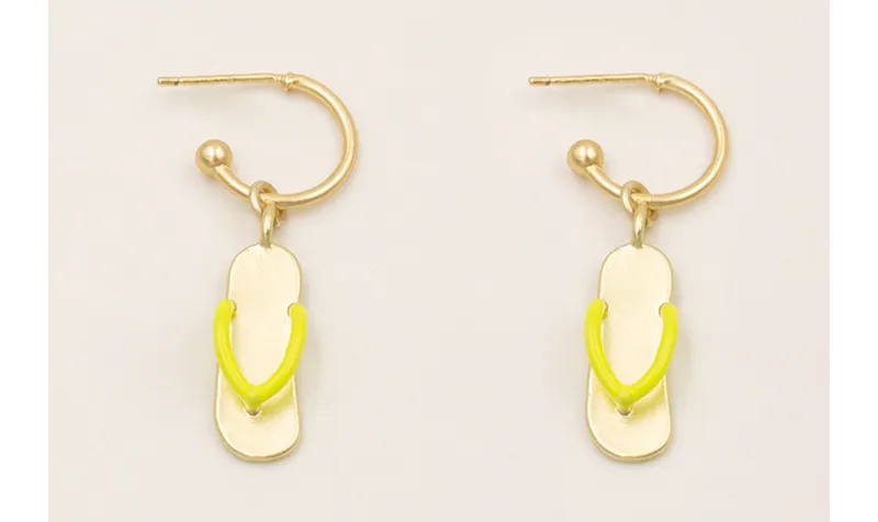 Pendientes aro con bolita y colgante chancleta esm