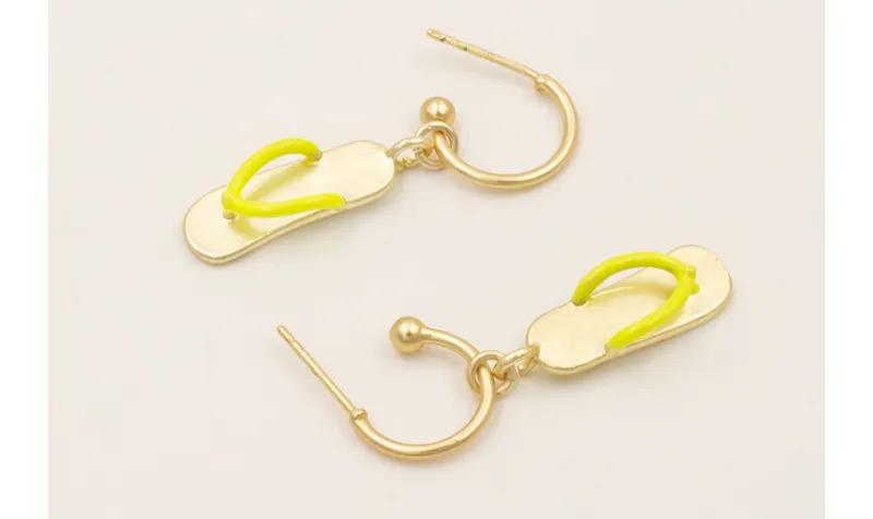 Pendientes aro con bolita y colgante chancleta esm