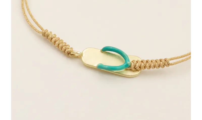 Pulsera cordón dorado con nudo serpiente y chancle