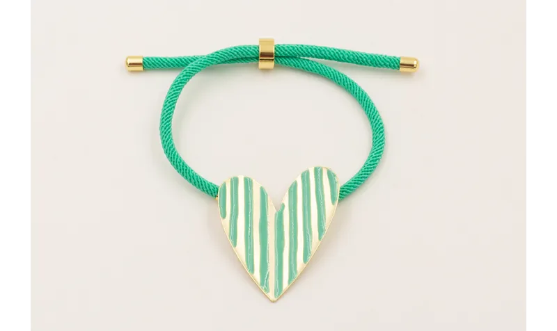 Pulsera cordón preparado color turquesa con corazó