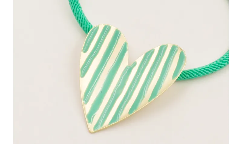 Pulsera cordón preparado color turquesa con corazó