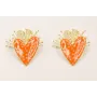 Pendientes corazón esmaltado naranja motas turques