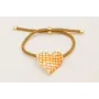 Pulsera cordón preparado color mostaza con corazón