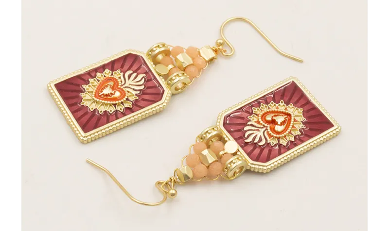 Pendientes colgante sagrado corazón esmaltado gran