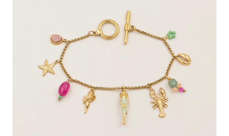 Pulsera  ACERO INOXIDABLE cadena aritos con colgan