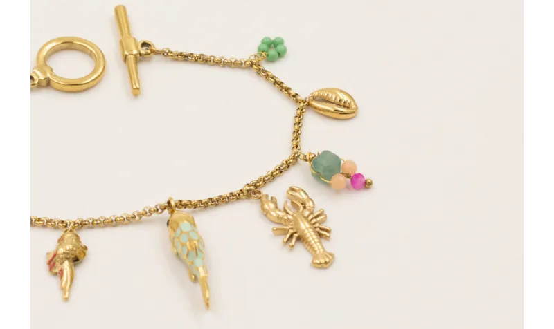 Pulsera  ACERO INOXIDABLE cadena aritos con colgan