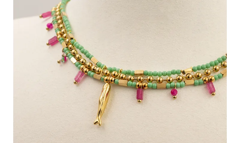 Collar 3 vueltas ACERO INOXIDABLE de cadena caompl