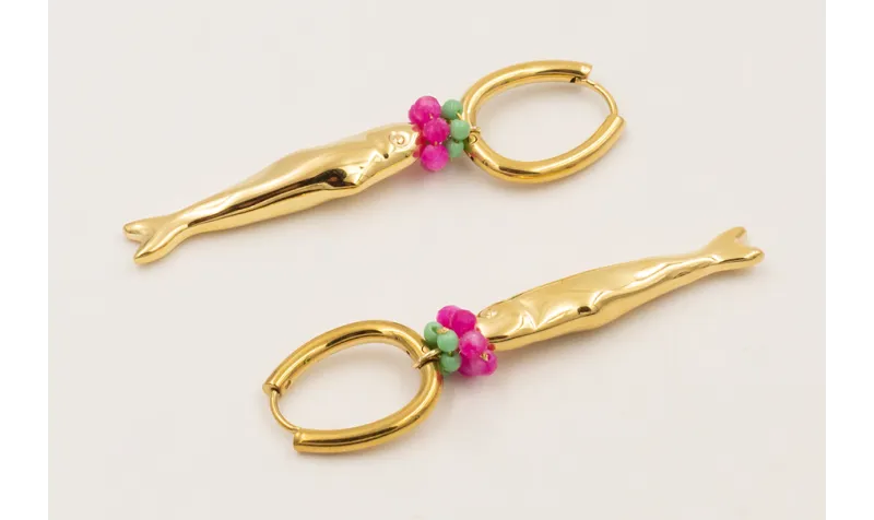 Pendientes aro cerrado ACERO INOXIDABLE con colgan