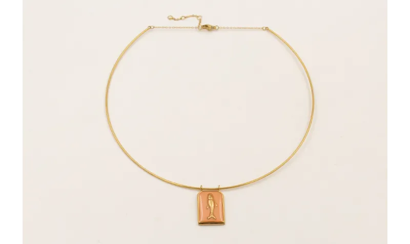 Collar rigido ACERO INOXIDABLE con colgante chapa 