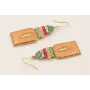 Pendientes colgante chapa pez esmalte rosa palo, c