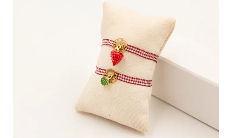 Pulsera lazo vichy burdeos con cierre tubo, centro