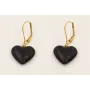 Pendientes corazones negros y cierre ACERO INOXIDA