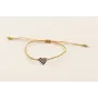 Pulsera corazón esmalte cuadros blancos y negros c
