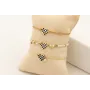 Pulsera corazón esmalte cuadros blancos y negros c