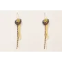 Pendientes aro mediano dorado mate con flor labrad