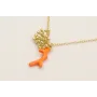 Collar cadena eslabón dorado mate con rama coral e