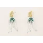 Pendientes medusa abalorios verde y blanca con per