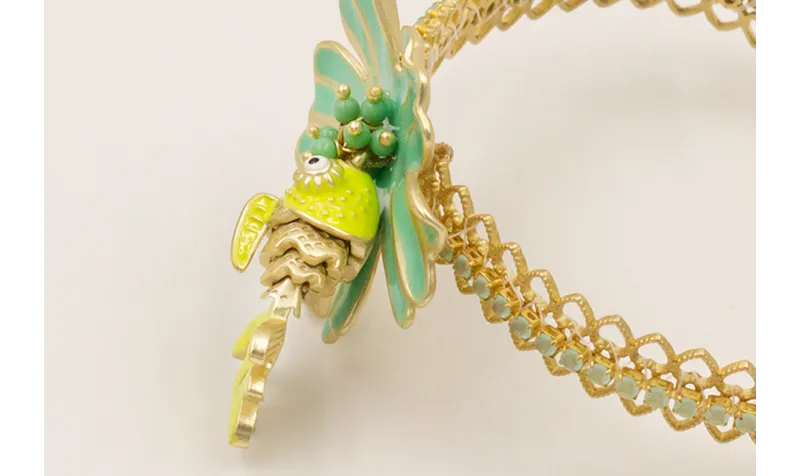 Pulsera labrada latón con cadena strass pequeño co