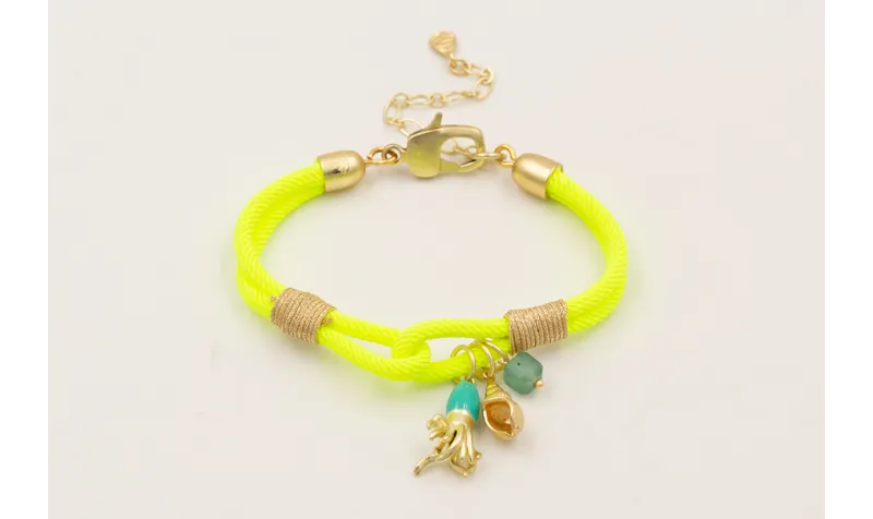 Pulsera cordón retorcido color fluor con nudo fals