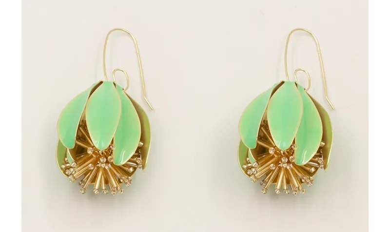 Pendientes campanillas esmaltadas turquesa con est