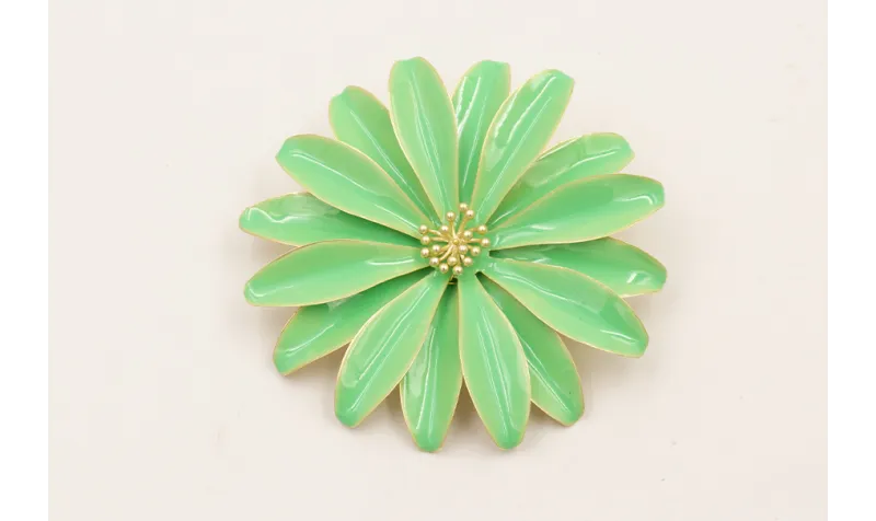 Broche flores grandes esmalte turquesas con ramill