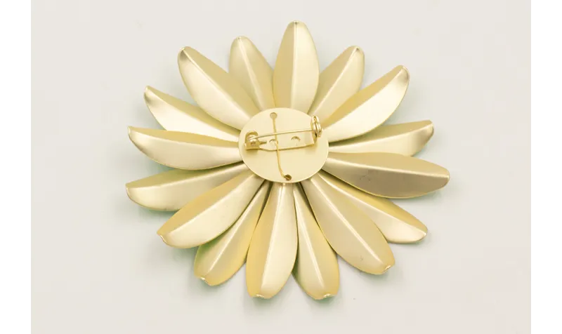 Broche flores grandes esmalte turquesas con ramill