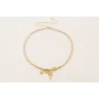 Collar ORO18K facetadas piedra cuarzo crema, pez, 