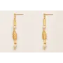 Pendientes ORO18K perno bolita con pez con palo co