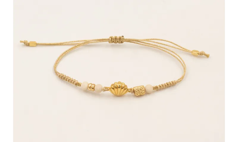 Pulsera ORO18K nudo serpiente hilo metalico dorada