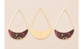 Colgante lágrima 58*37mm O.Mate Flor Rosa granate / Cuentas Metálicas de Latón / Zamak